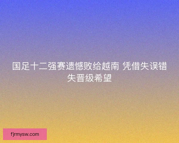 国足十二强赛遗憾败给越南 凭借失误错失晋级希望 国足十二强赛遗憾败给越南 凭借失误错失晋级希望