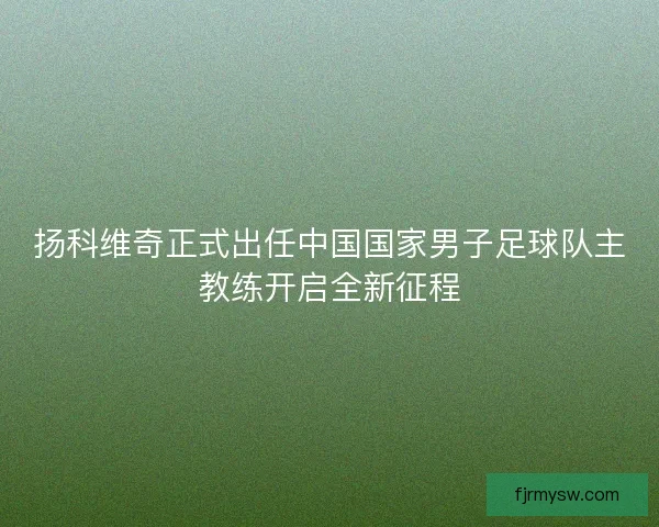 扬科维奇正式出任中国国家男子足球队主教练开启全新征程 扬科维奇正式出任中国国家男子足球队主教练开启全新征程